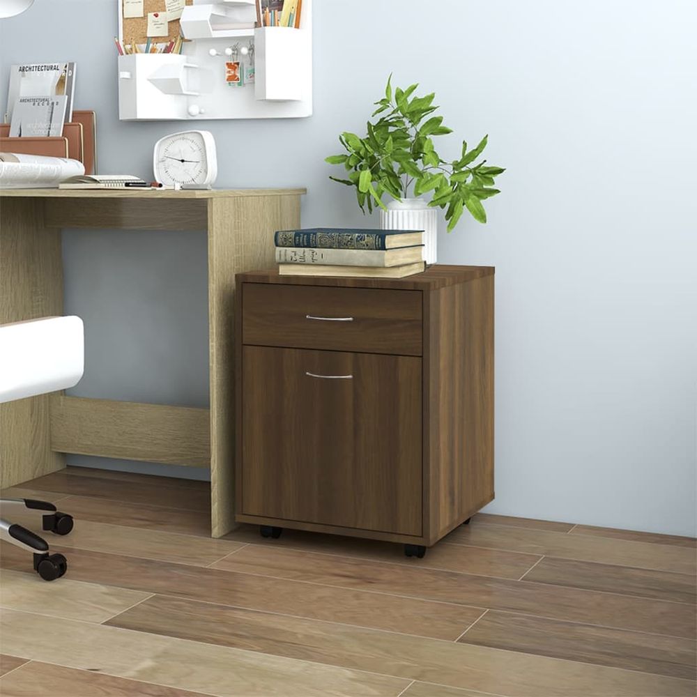 Rolling Cabinet Smoked Oak 45x38x54 cm Engineered Wood - anydaydirect