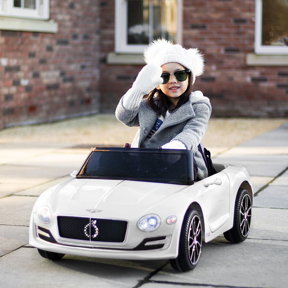 Electric Ride-on Car w/ LED Lights Music Parental Remote Control White HOMCOM - anydaydirect