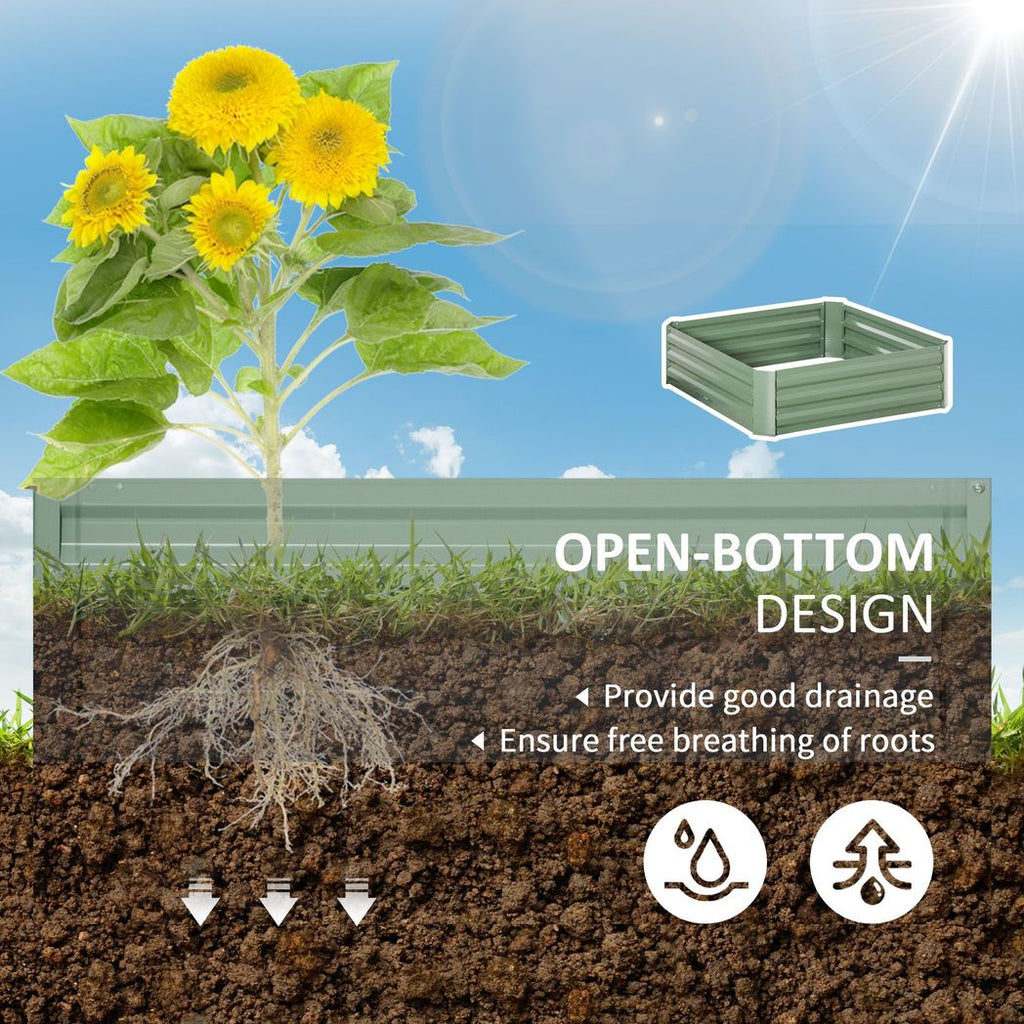 Outsunny Set of 2 Raised Garden Bed Galvanised Planter Box Easy Setup Green - anydaydirect