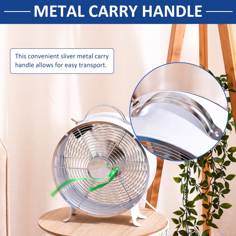 HOMCOM 26cm 2-Speed Electric Fan  Safe Guard Anti-Slip Feet Home Office White - anydaydirect