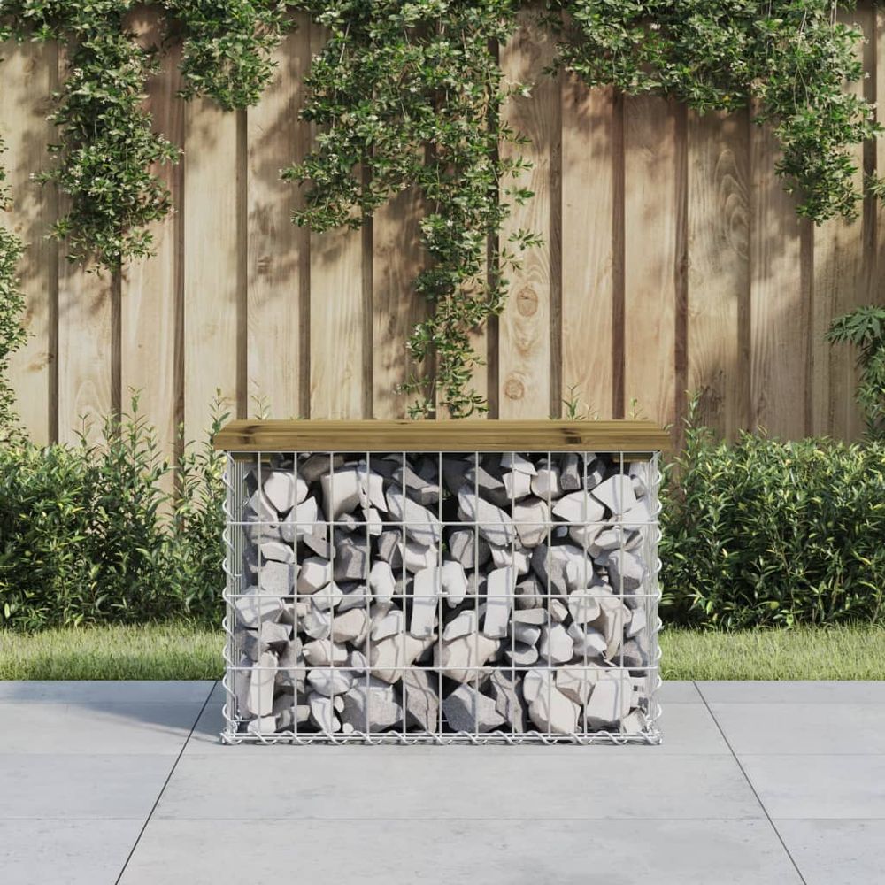 vidaXL Garden Bench Gabion Design 63x31.5x42 cm Impregnated Wood Pine - anydaydirect