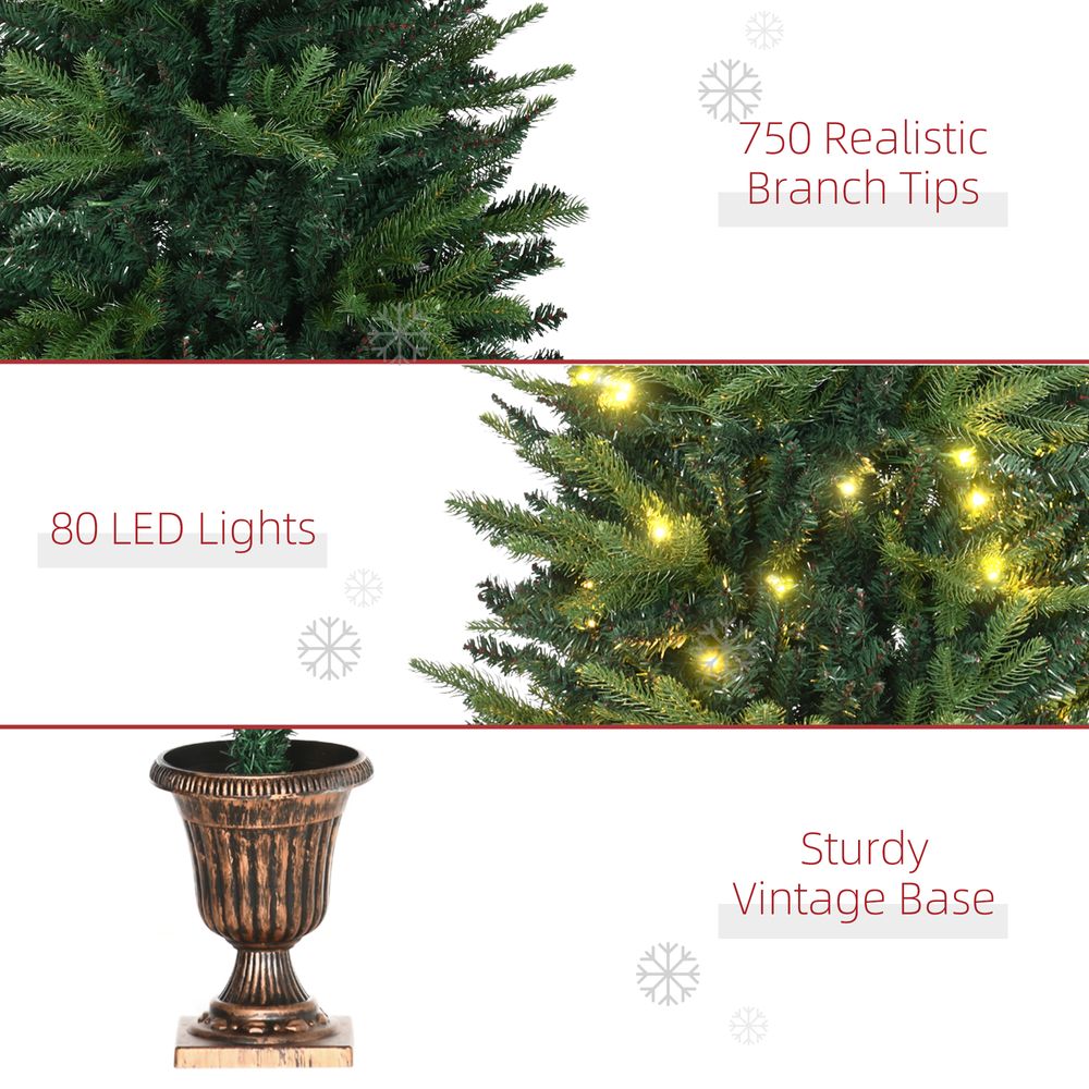 1.2m 4ft Christmas Tree Entrance  750 Tips  Pre-lit Tree 80 LED with Vase Base - anydaydirect