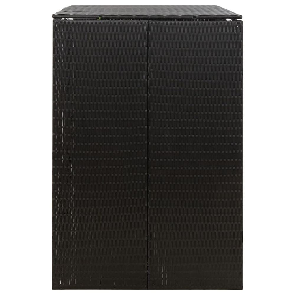 Double Wheelie Bin Shed Black 140x80x117 cm Poly Rattan - anydaydirect