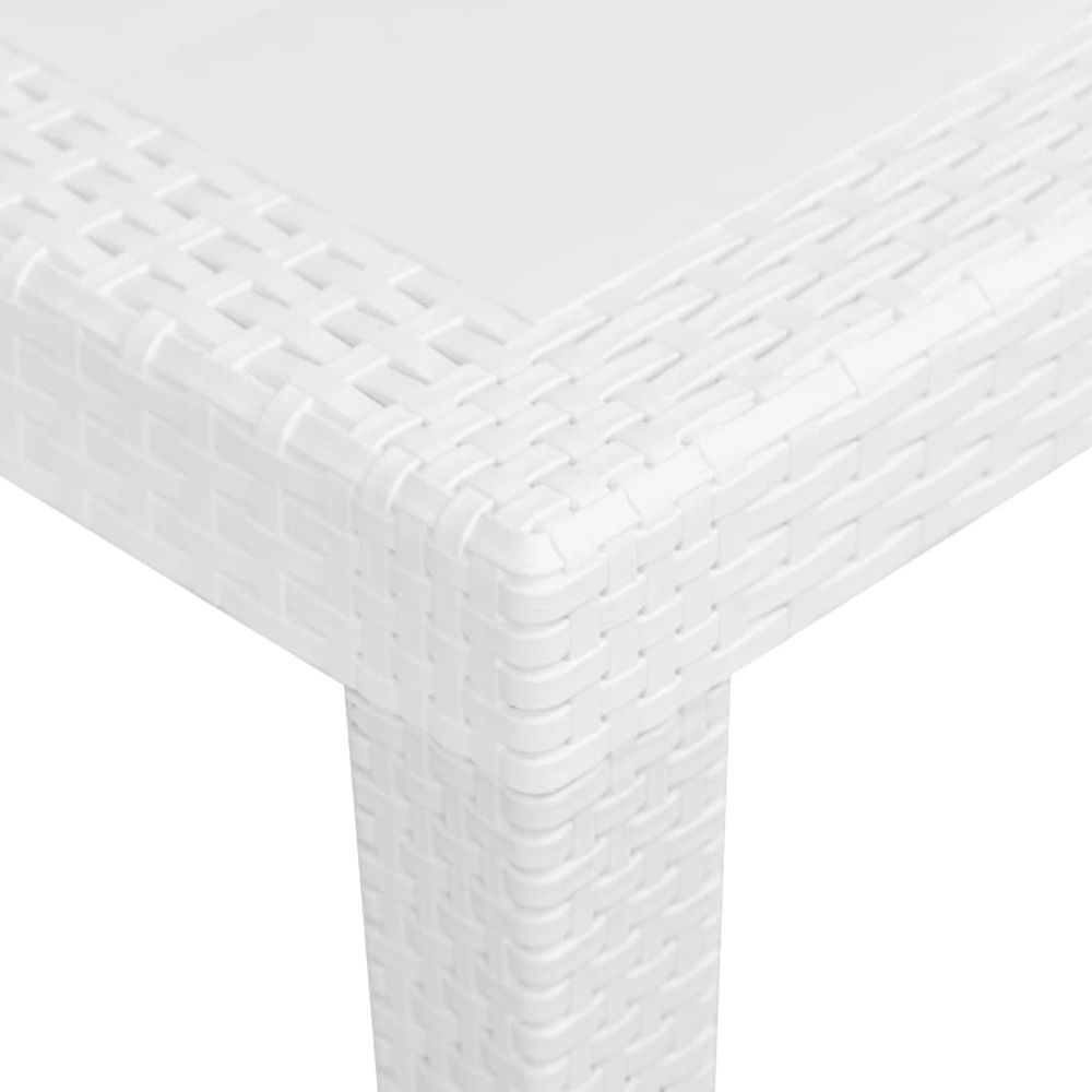 Garden Table White 79x79x72 cm Plastic Rattan Look - anydaydirect