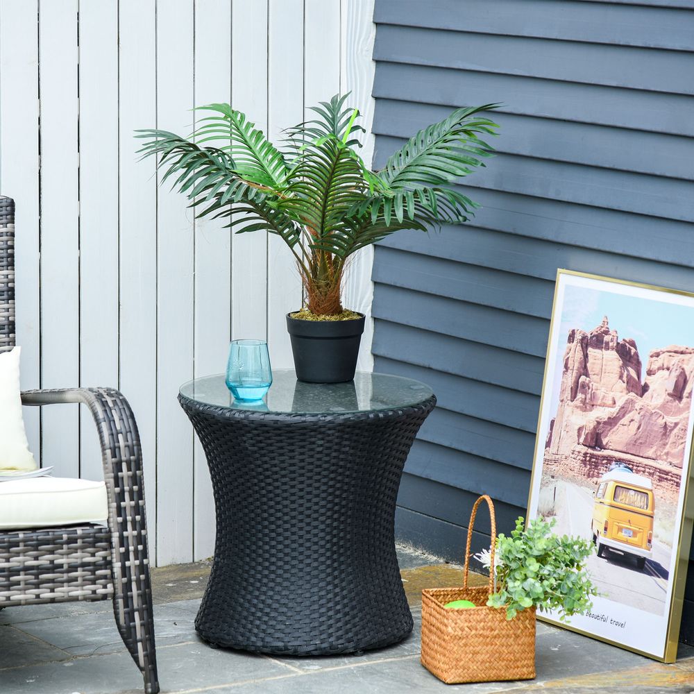 Artificial Palm Tree  8 Leaves with Nursery Pot, Fake Tropical Tree 60cm - anydaydirect