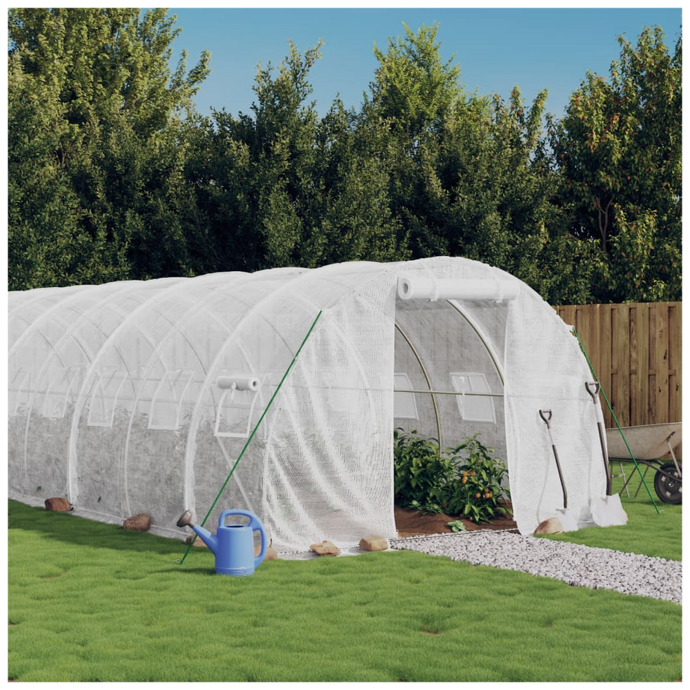 vidaXL Greenhouse with Steel Frame White 30 m² 10x3x2 m - anydaydirect