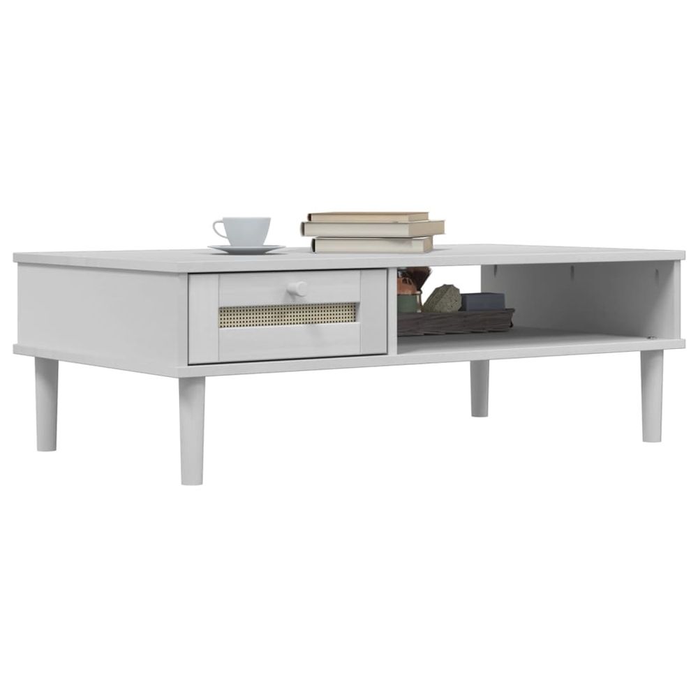 vidaXL Coffee Table SENJA Rattan Look White 100x55x33 cm Solid Wood - anydaydirect