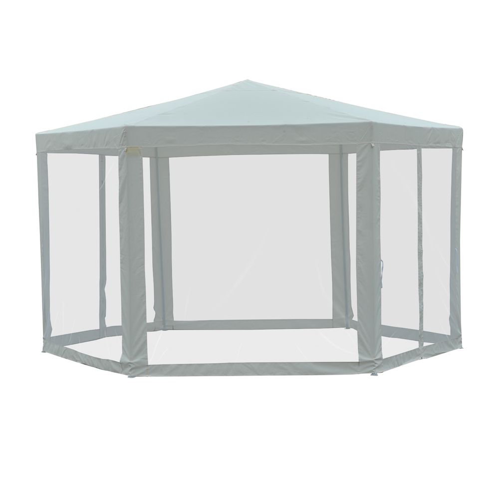 Hexagon Sun Shade Canopy Tent Protective Mesh Screen Walls & UV Protection - anydaydirect