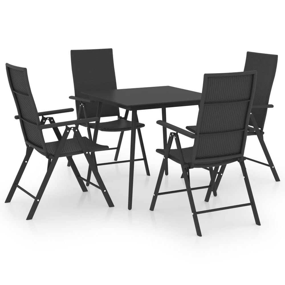 5 Piece Garden Dining Set Black - anydaydirect