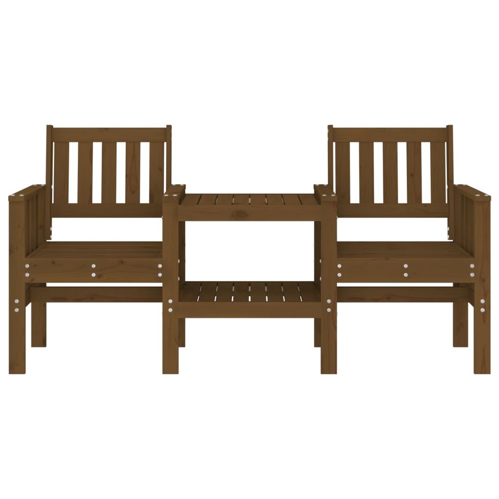 vidaXL Garden Bench with Table 2-Seater Honey Brown Solid Wood Pine - anydaydirect