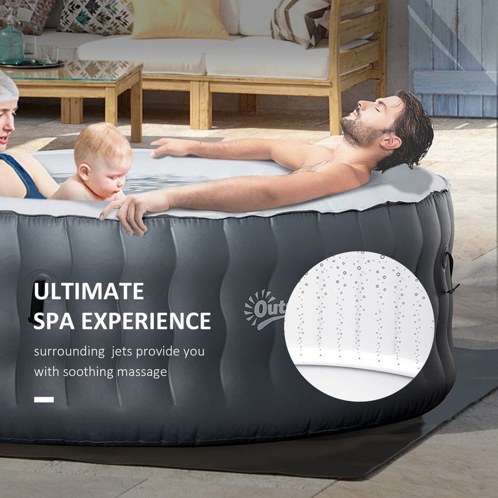 Round Inflatable Hot Tub Bubble Spa w/ Pump, Cover,4 Person, Light Grey - anydaydirect