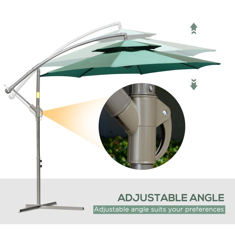 2.7m Banana Parasol Cantilever Umbrella Crank HandleGreen - anydaydirect