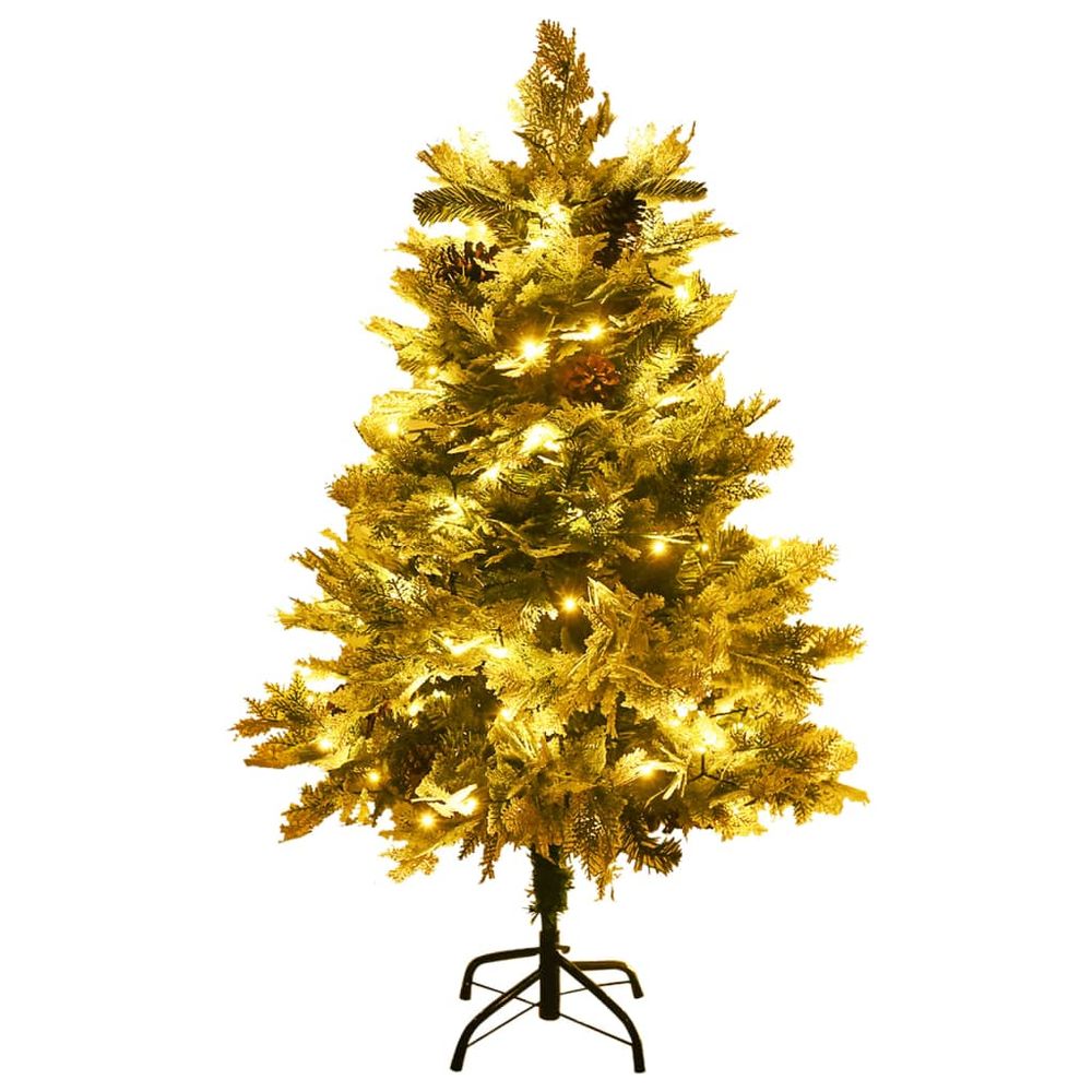 Christmas Tree with LEDs&Pine Cones Green 120 cm PVC&PE - anydaydirect