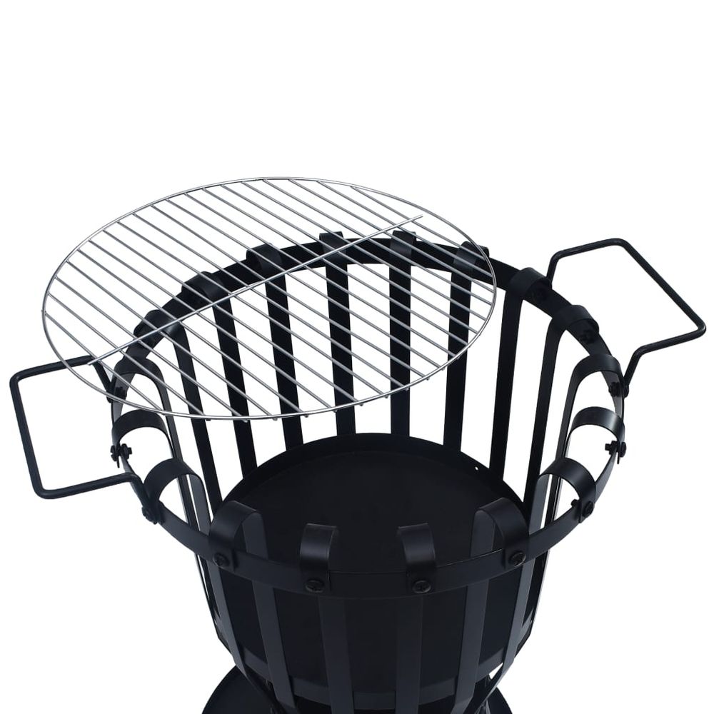 Garden Fire Pit Basket with BBQ Grill Steel 47.5 cm - anydaydirect
