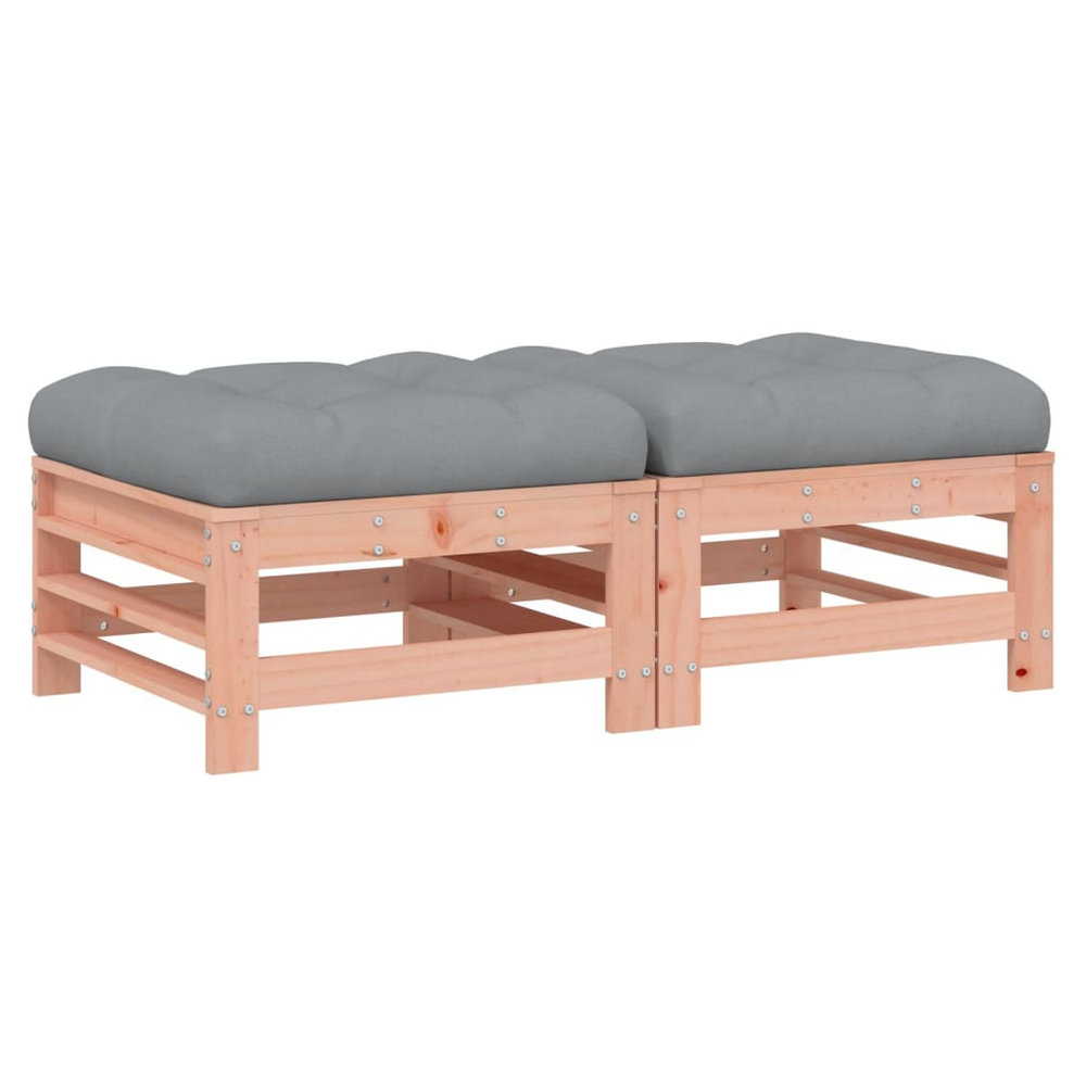 vidaXL Garden Footstools with Cushions 2pcs Solid Wood Douglas - anydaydirect