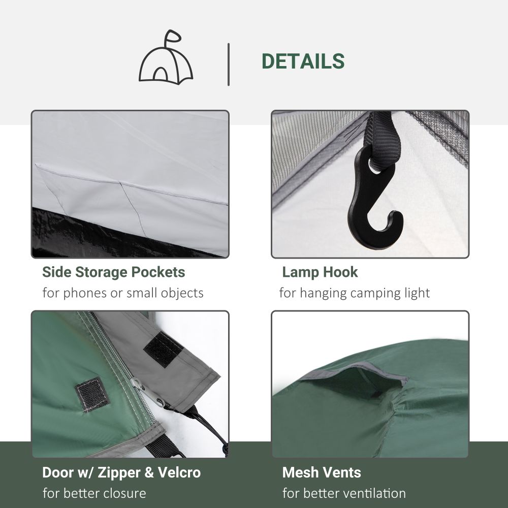 Compact Camping Tent w/ Vestibule & Mesh Vents for Hiking Green Outsunny - anydaydirect