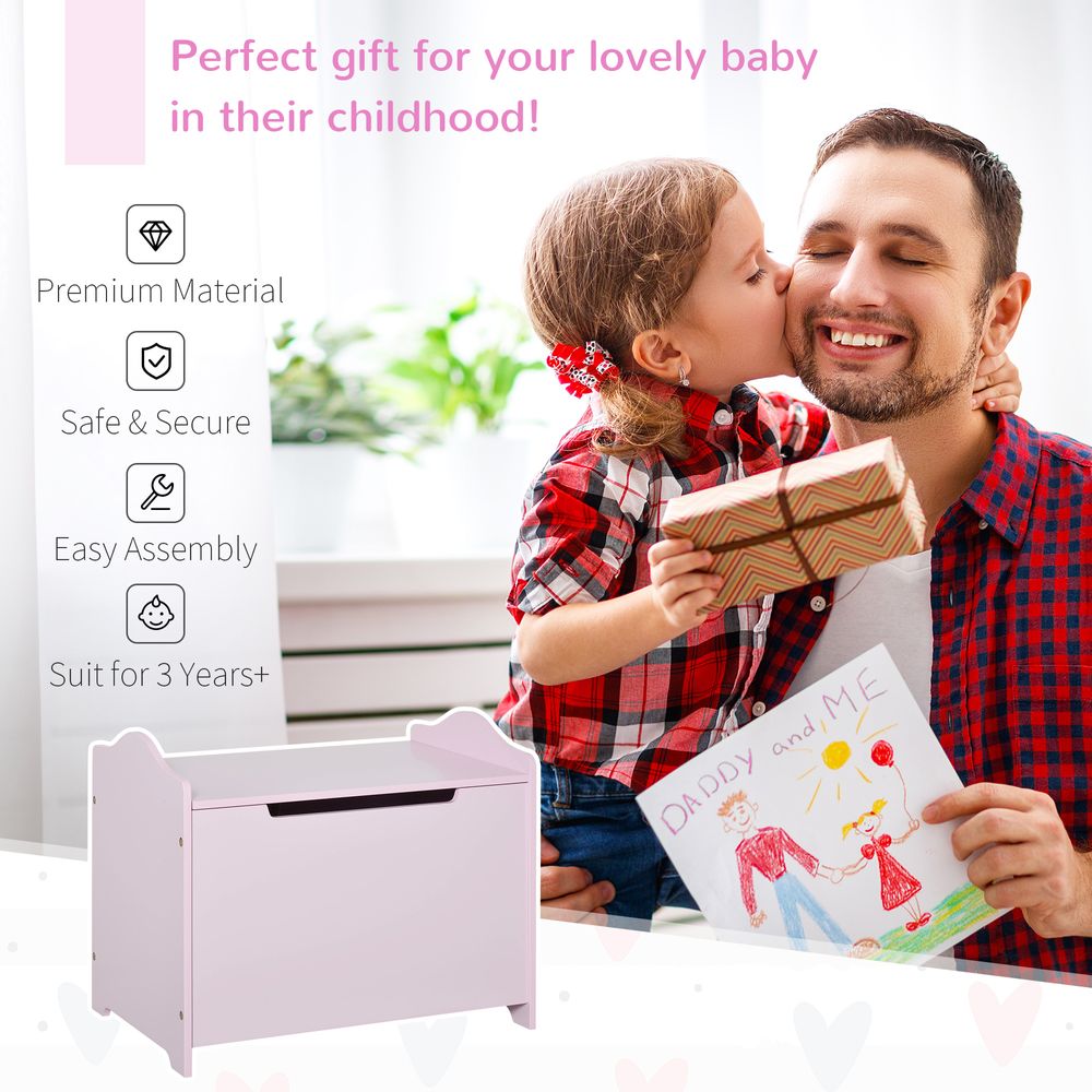 40x60cm Kids Storage Box Toy Organiser for Child 3 Yrs+ Bedroom Pink HOMCOM - anydaydirect