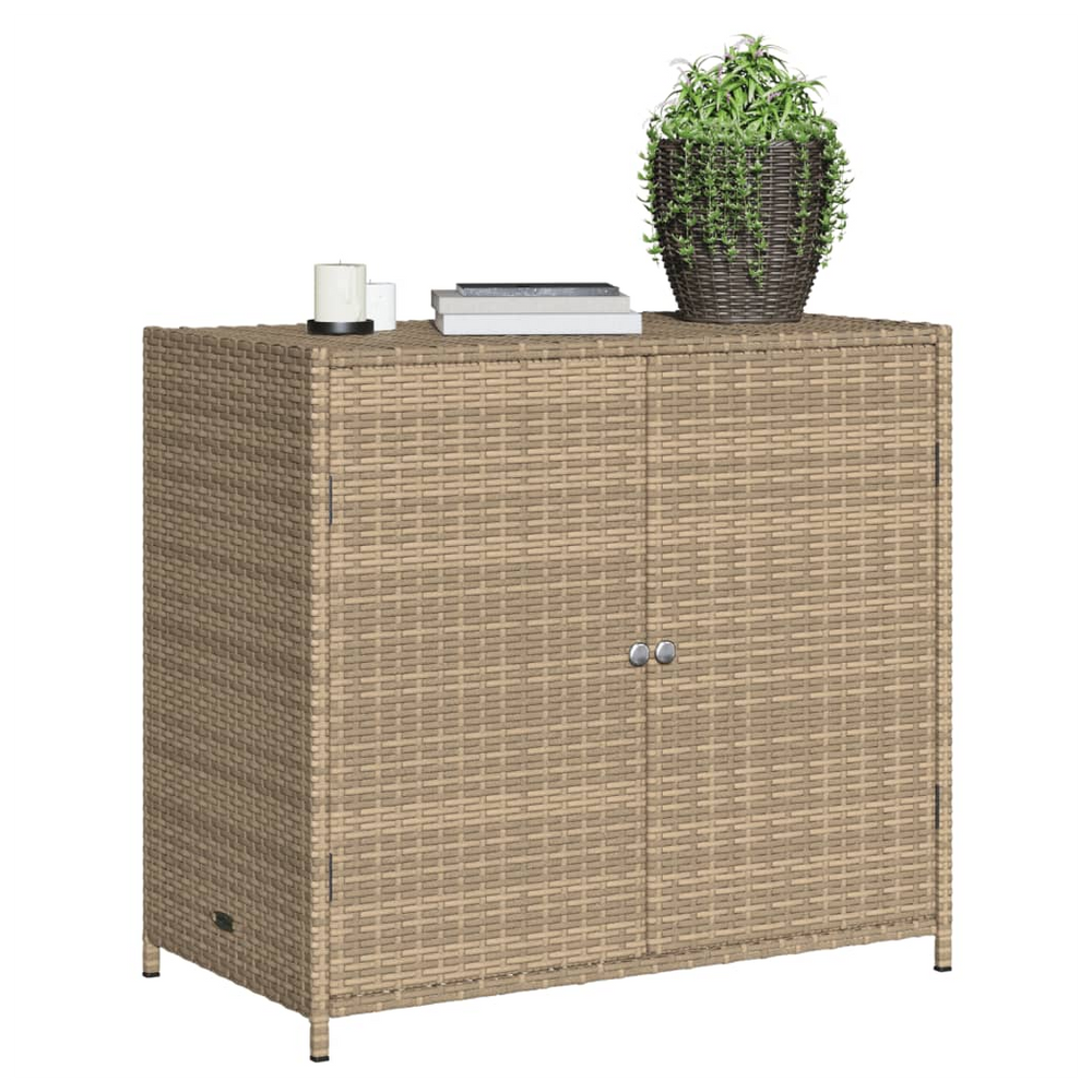 vidaXL Garden Storage Cabinet Beige 83x45x76 cm Poly Rattan - anydaydirect