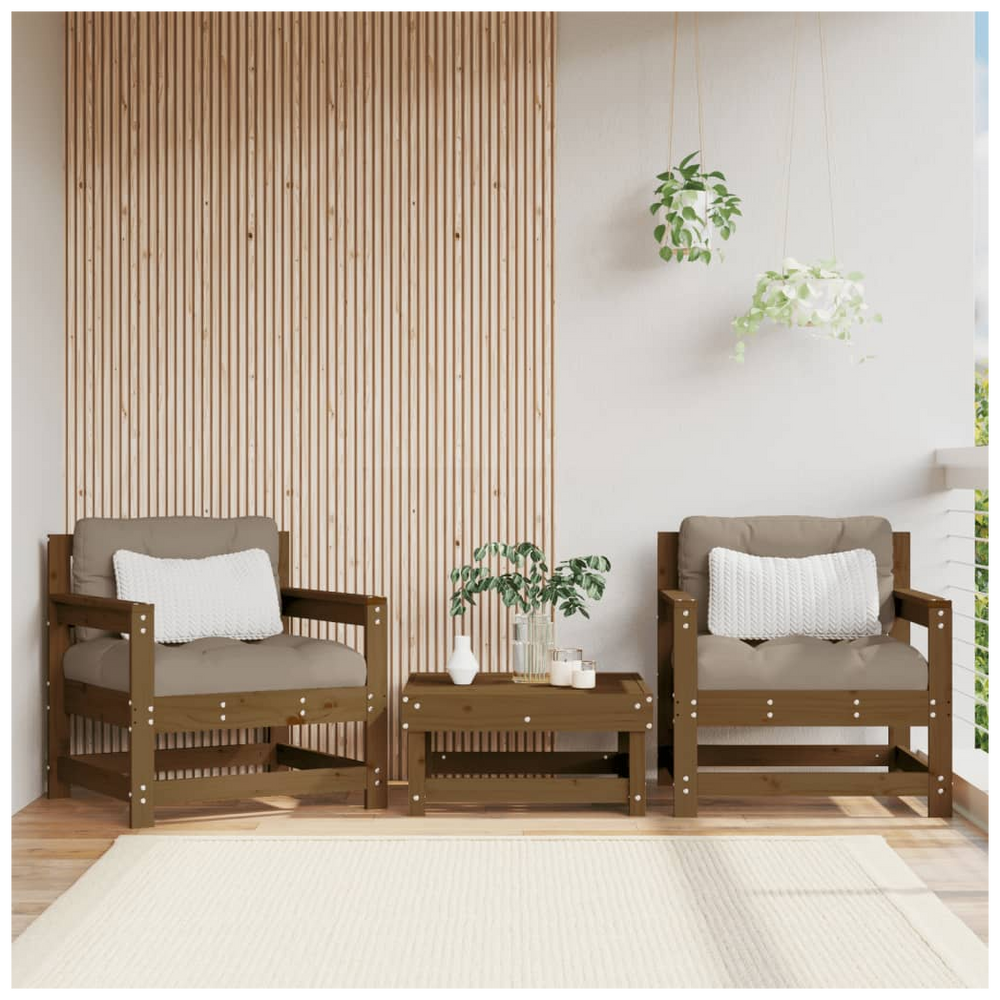 vidaXL Garden Chairs with Cushions 2 pcs Honey Brown Solid Wood Pine - anydaydirect