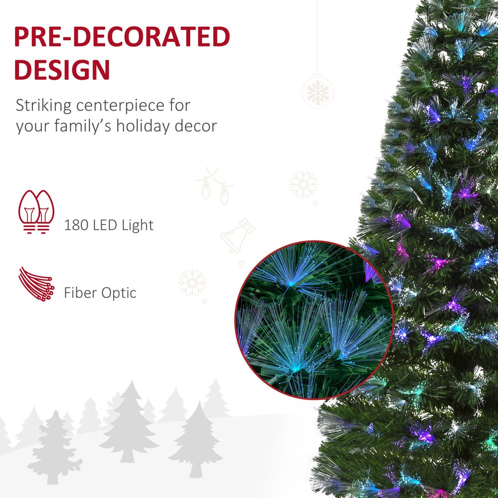 5FT Multicoloured Artificial Christmas Tree Fibre Optic Lights Star Holder - anydaydirect