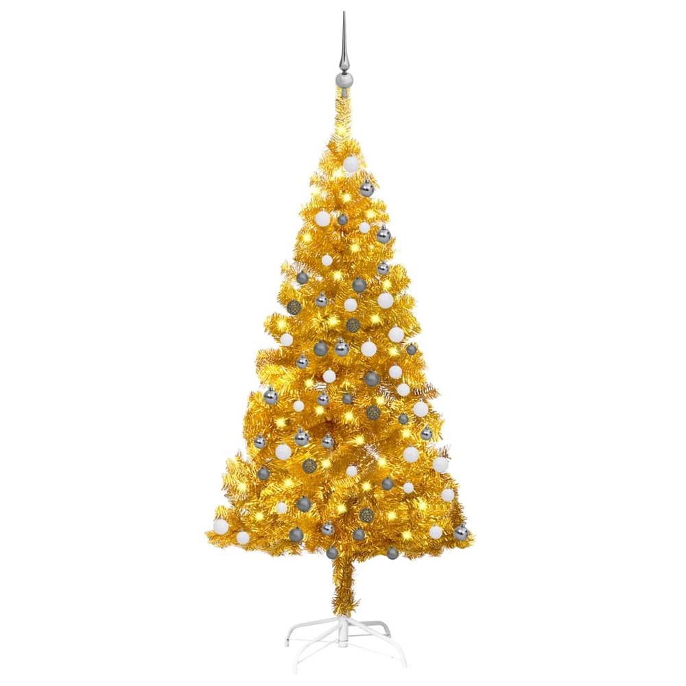 Artificial Christmas Tree with LEDs&Ball Set 120 cm  to 240cm PVC - anydaydirect