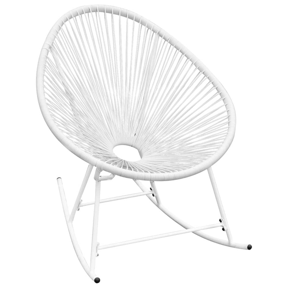 Outdoor Rocking Moon Chair Grey Poly Rattan - anydaydirect