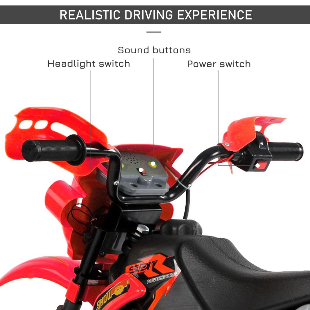 6V Kids Electric Motorbike Motorcycle Ride On for 3-6 Years Red HOMCOM - anydaydirect