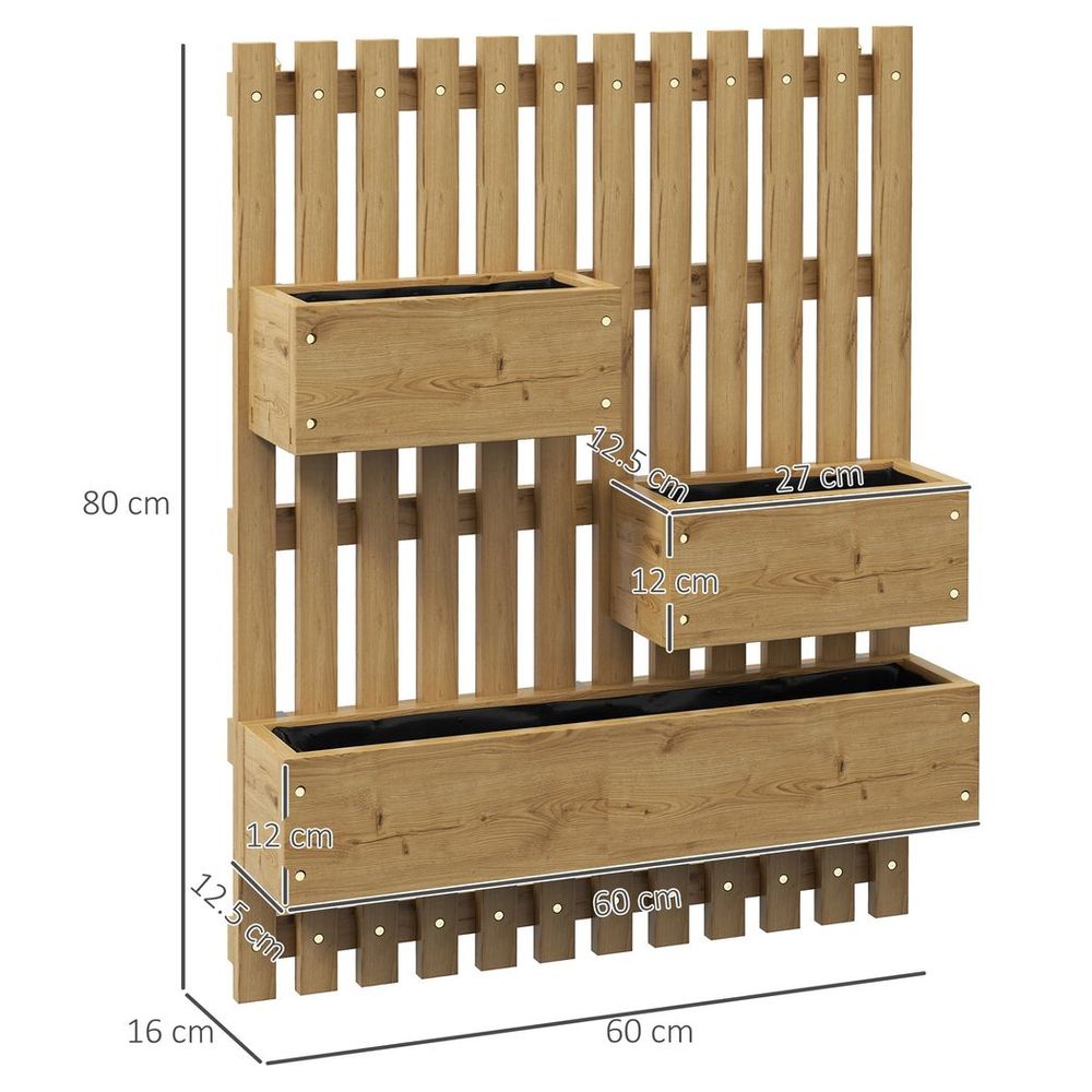 Outsunny Wooden Garden Planters with Trellis Wall-mounted Raised Garden Bed - anydaydirect