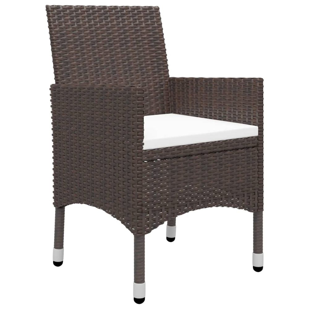 3 Piece Garden Bistro Set Poly Rattan and Tempered Glass Brown - anydaydirect