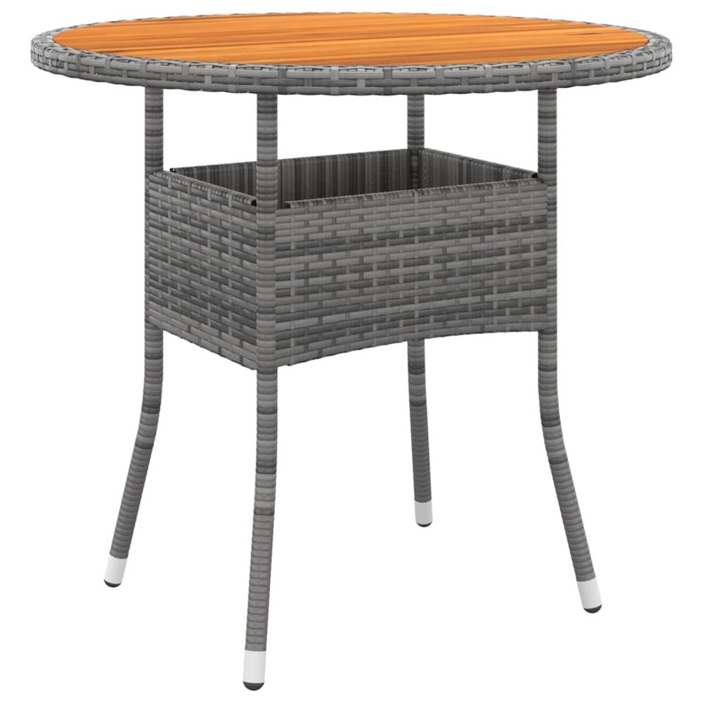 Garden Table Ø80x75 cm Acacia Wood and Poly Rattan Black - anydaydirect