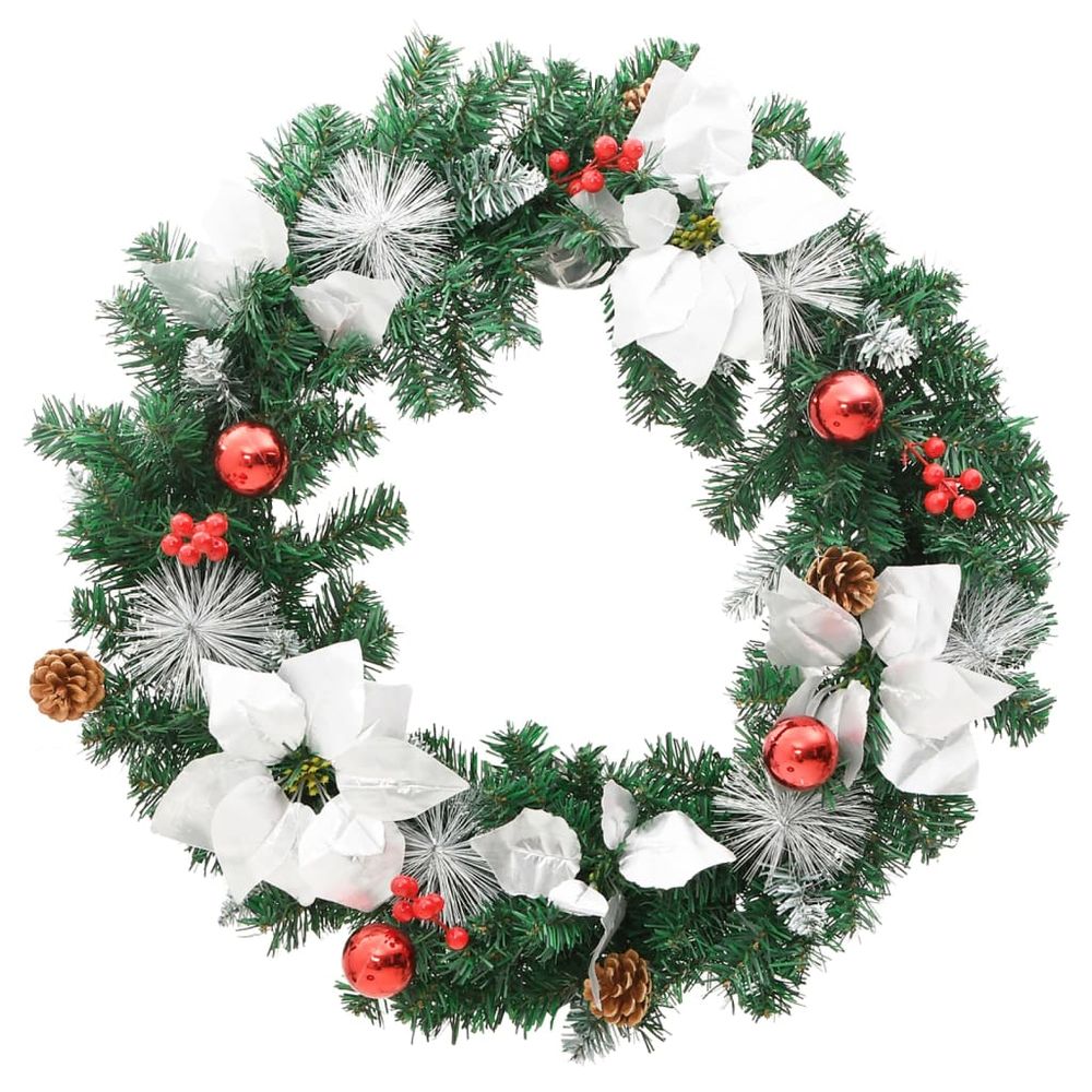 Christmas Wreath with LED Lights Green 60 cm PVC - anydaydirect