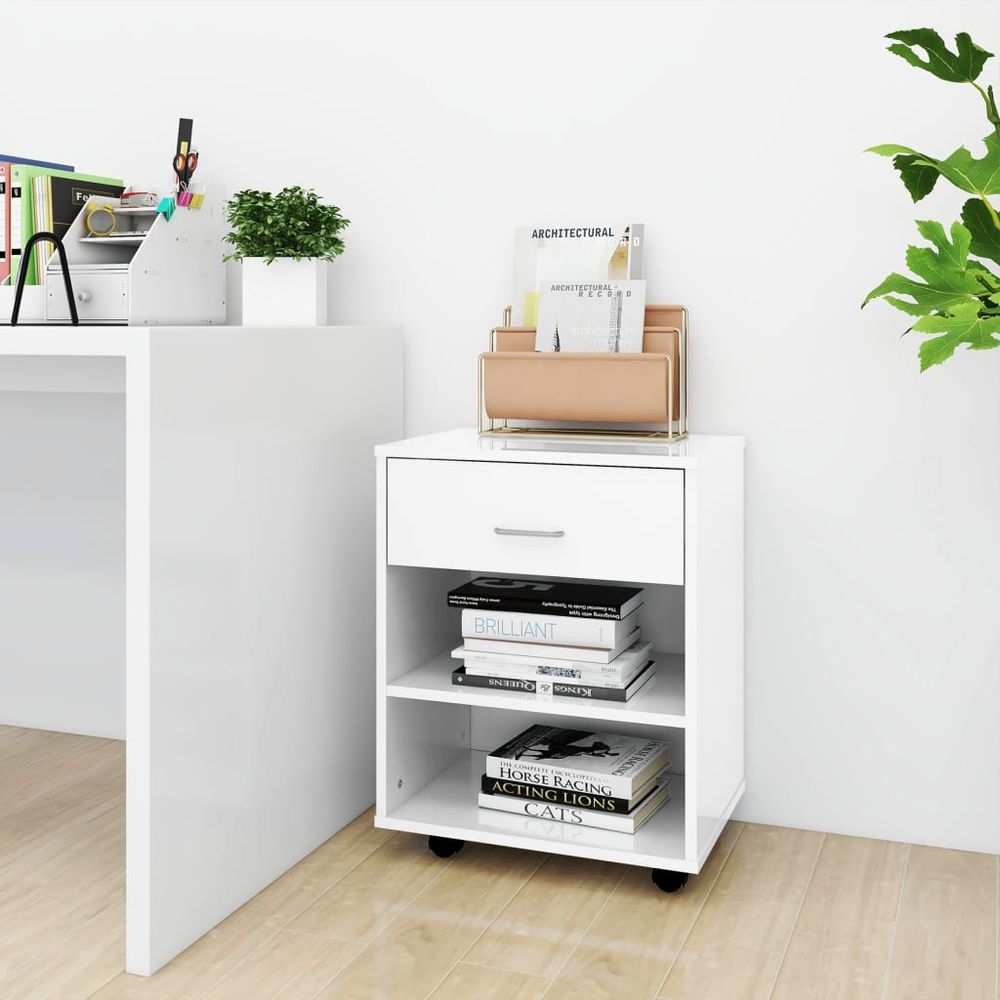 Rolling Cabinet White 46x36x59 cm Engineered Wood - anydaydirect