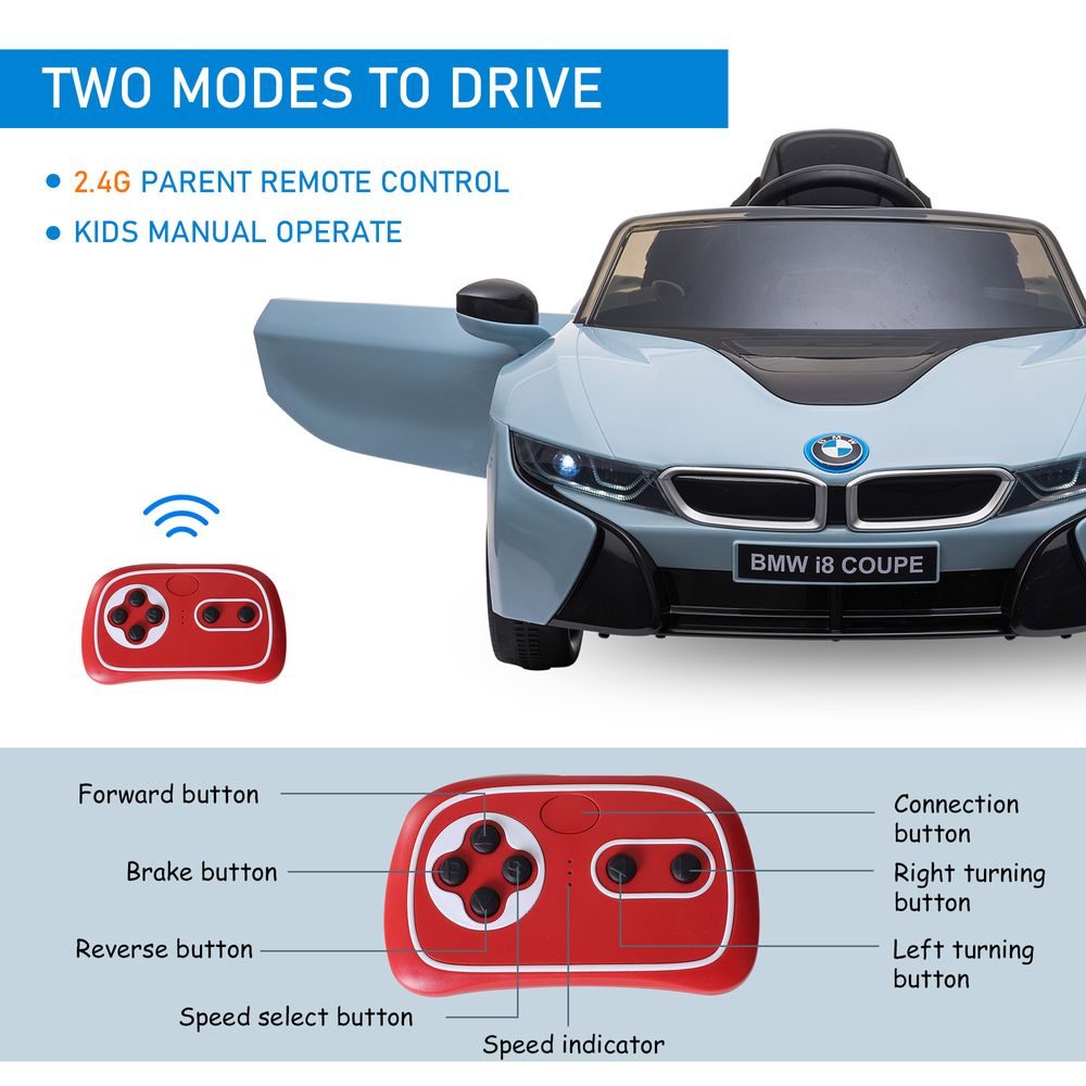 Licensed BMW I8 Coupe Kids Ride-On Car 6V w/ Remote Lights Horn Music - anydaydirect