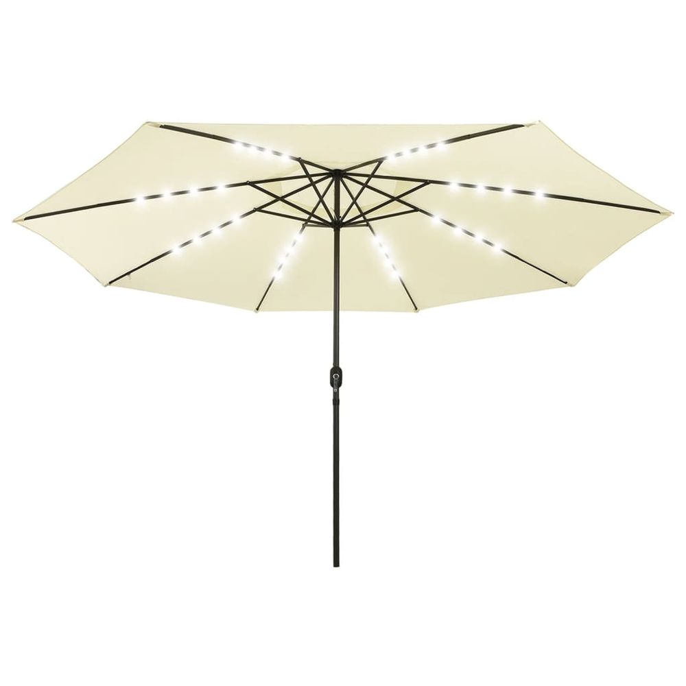Outdoor Parasol with LED Lights and Metal Pole 400 cm Sand - anydaydirect