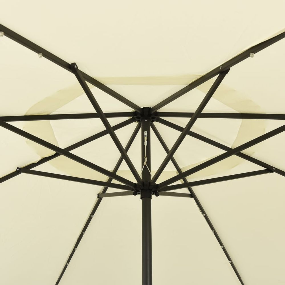 Outdoor Parasol with LED Lights and Metal Pole 400 cm Sand - anydaydirect