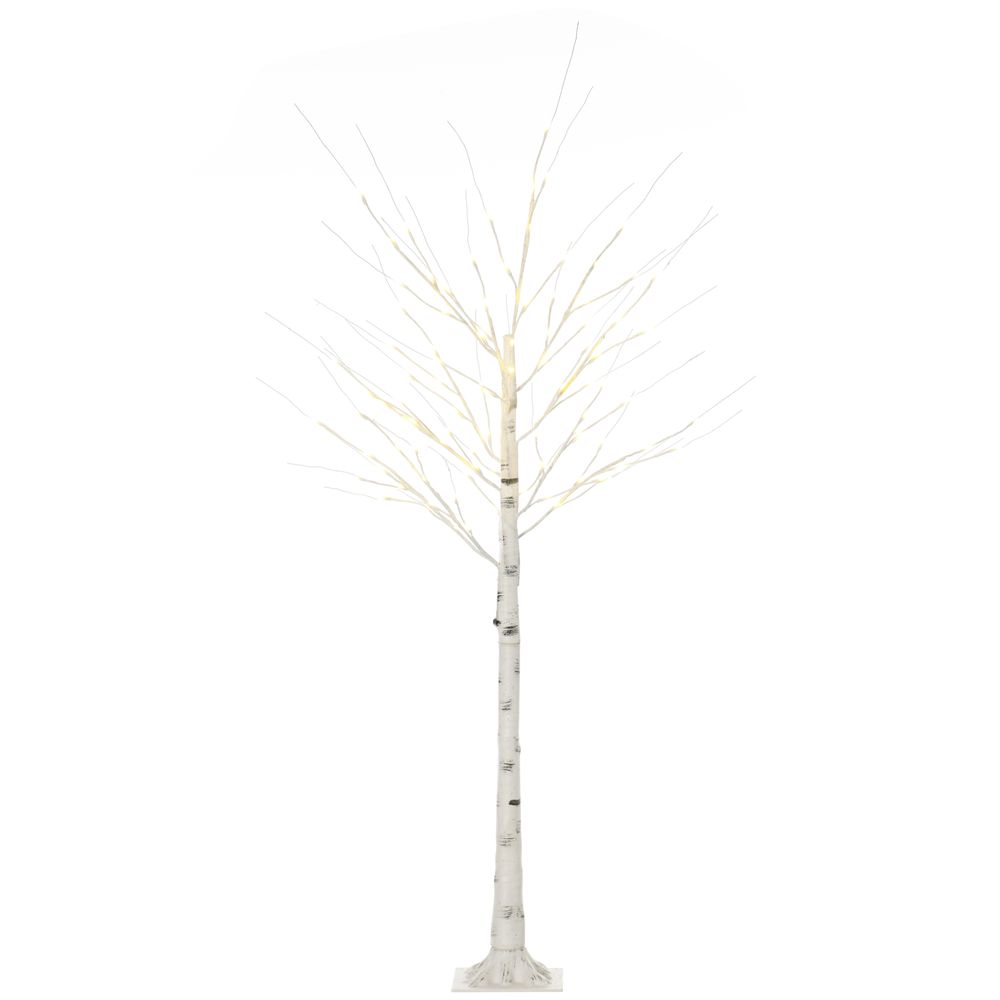 6ft Artificial White Birch Tree Light  96 Warm White Pre-Lit LED Light HOMCOM - anydaydirect