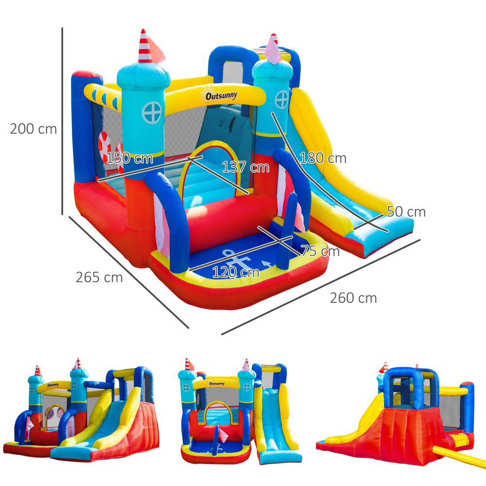 Kids Bouncy Castle with Slide Pool Trampoline Climbing Wall w/ Blower - anydaydirect