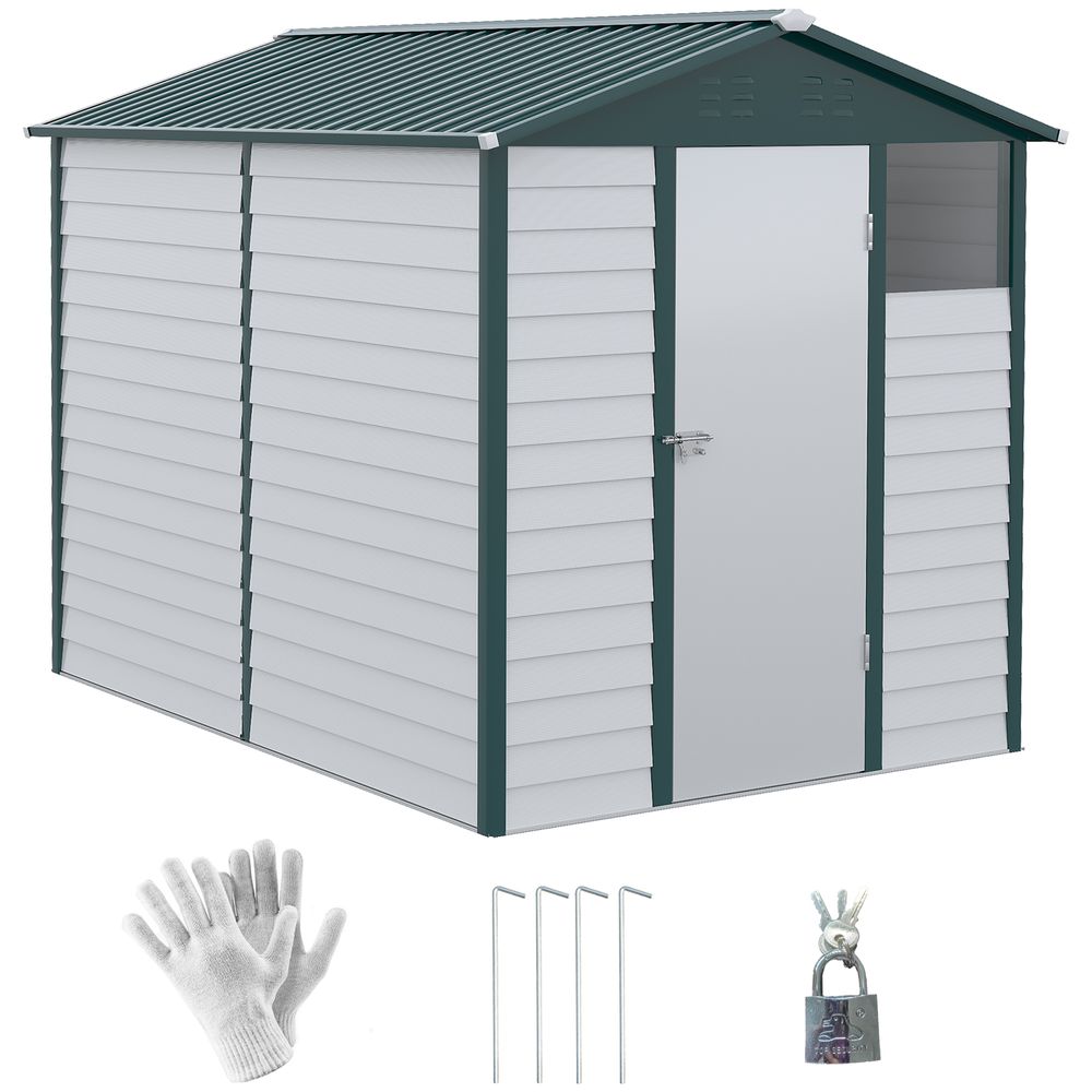 9'x6' Galvanized Metal Garden Shed Tool Storage Shed for Backyard Patio - anydaydirect