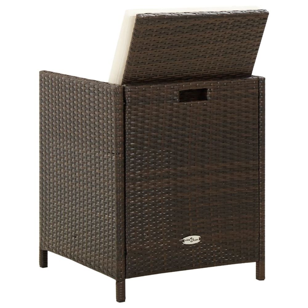 Garden Dining Chairs with Cushions 4 pcs Brown Poly Rattan - anydaydirect