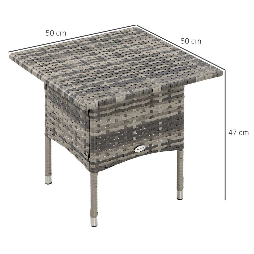 PE Rattan Outdoor Coffee Table, Rattan Side Table for Patio, Garden, Mixed Grey - anydaydirect