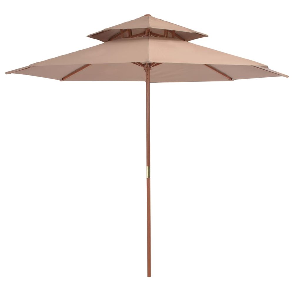 Double Decker Parasol with Wooden Pole 270 cm - anydaydirect