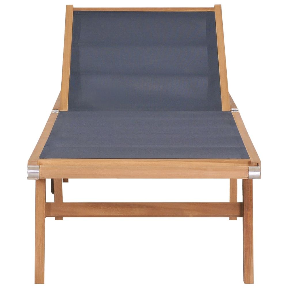 Folding Sun Loungers with Wheels 2 pcs Solid Teak and Textilene - anydaydirect