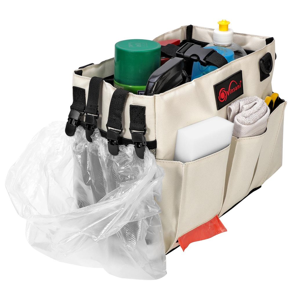 Cleaning Caddy Multifunctional Storage Organiser Bag Large Cream