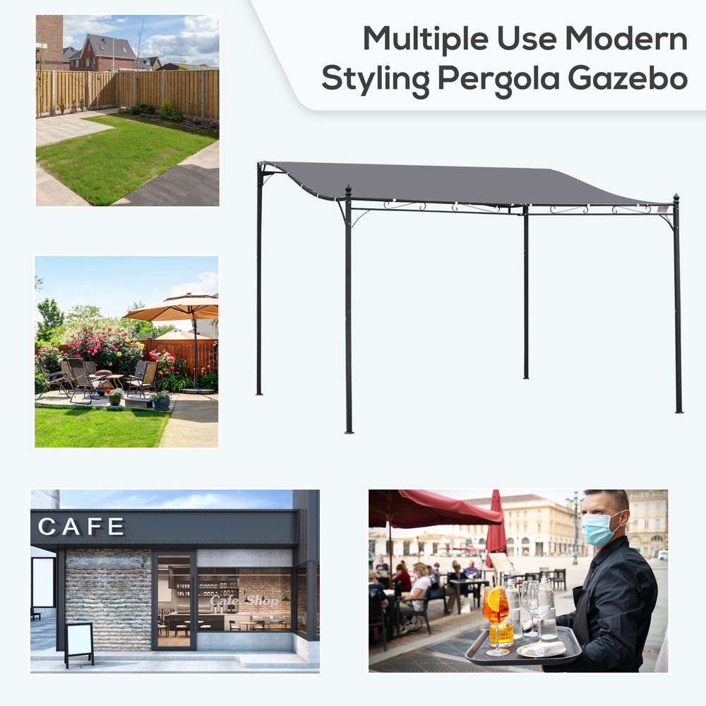 4x3 M Canopy Metal Wall Gazebo  Grey - anydaydirect