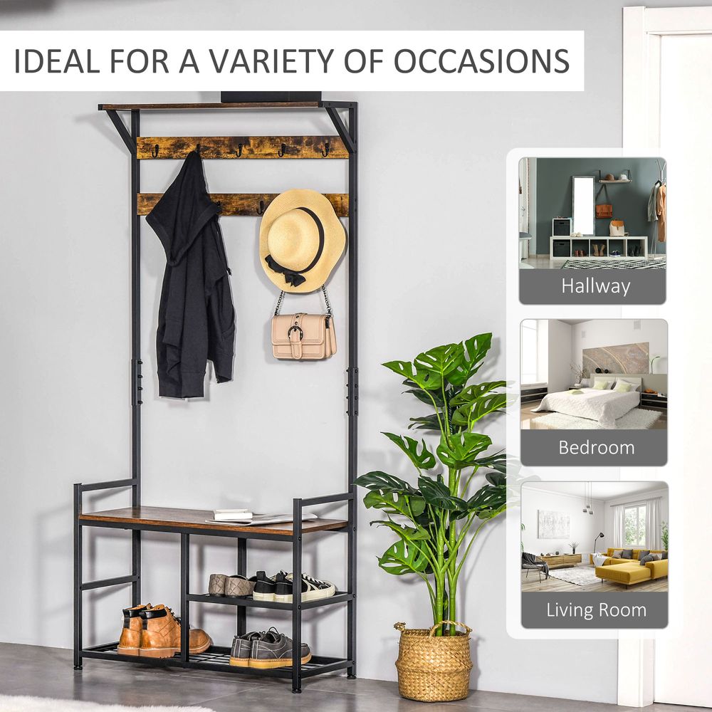 Coat Rack Stand Shoe Storage Bench for Bedroom Living Room Entryway - anydaydirect