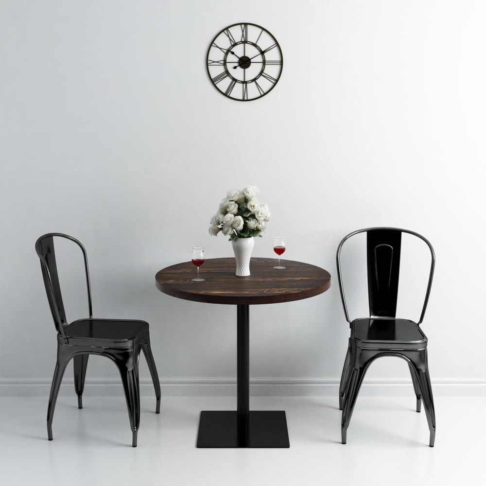 Bistro Table MDF and Steel Round 60x75 cm Dark Ash - anydaydirect