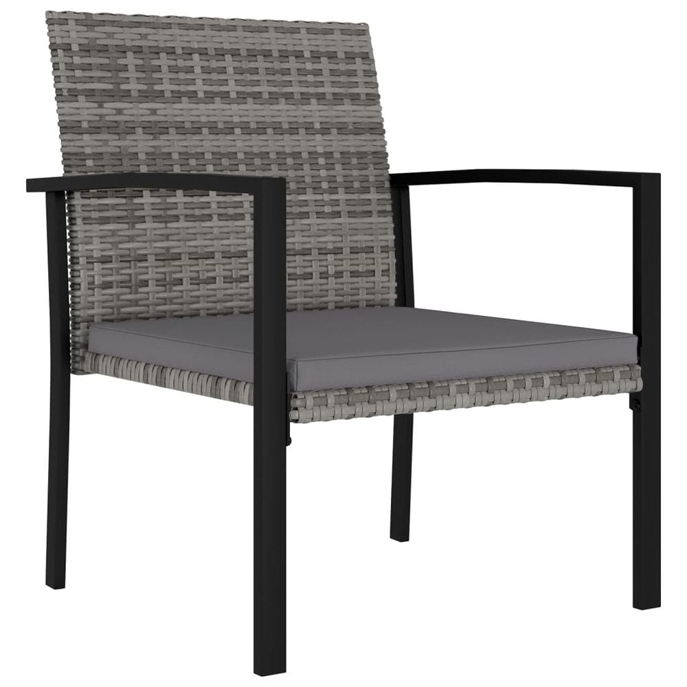 Garden Dining Chairs 2 pcs Poly Rattan Grey - anydaydirect