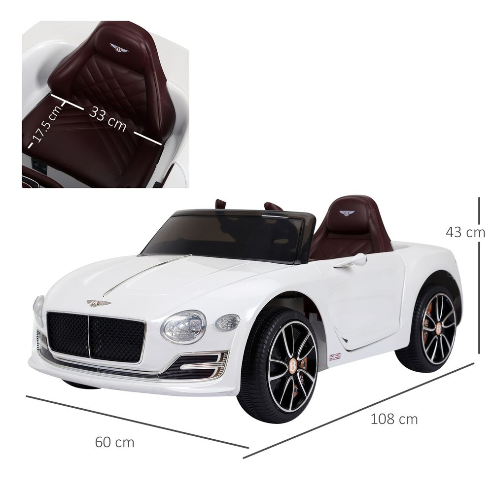 Electric Ride-on Car w/ LED Lights Music Parental Remote Control White HOMCOM - anydaydirect