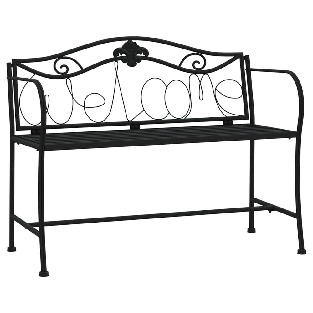 2-Seater Garden Bench 104 cm Black Steel - anydaydirect