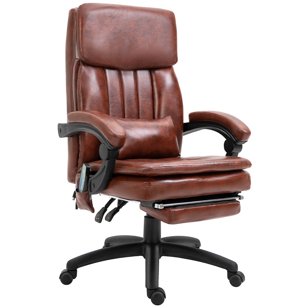 Ergonomic Office Chair w/ 7 Massage Points Headrest Armrest Footrest Brown - anydaydirect